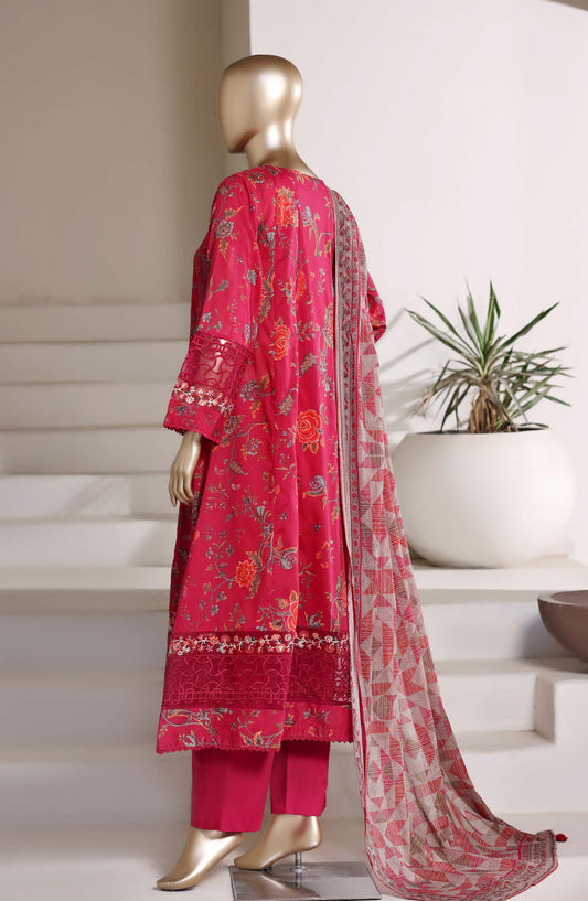 Sadabahar Luxury Embroidered Lawn Stitched 3 Piece Suit - D-06 - SBD26PPL - Red - Summer Collection