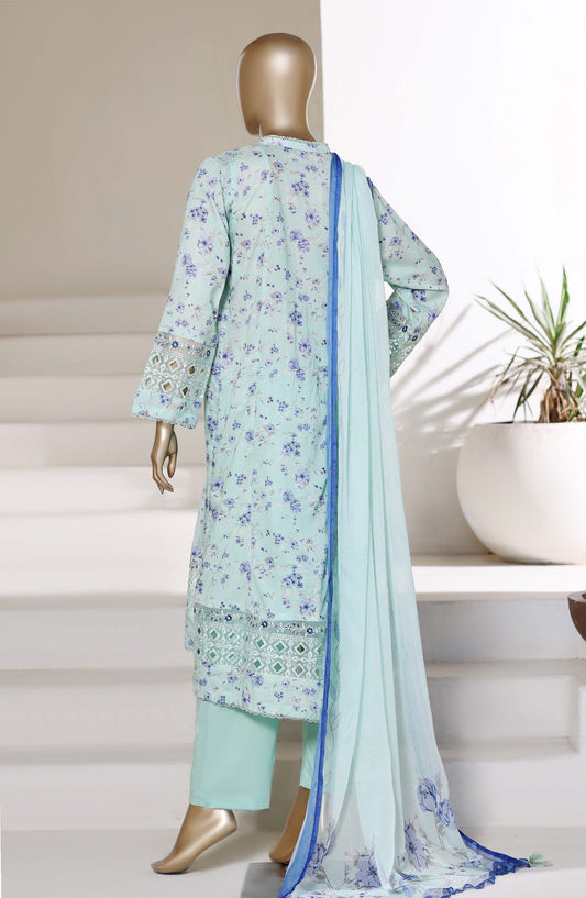 Sadabahar Luxury Embroidered Lawn Stitched 3 Piece Suit - D-05 - SBD26PPL - Ferozi - Summer Collection