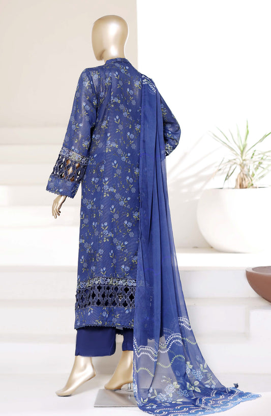 Sadabahar Luxury Embroidered Lawn Stitched 3 Piece Suit - D-04 - SBD26PPL - Blue - Summer Collection