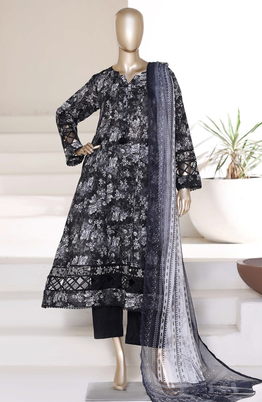Sadabahar Luxury Embroidered Lawn Stitched 3 Piece Suit - D-03 - SBD26PPL - Black - Summer Collection