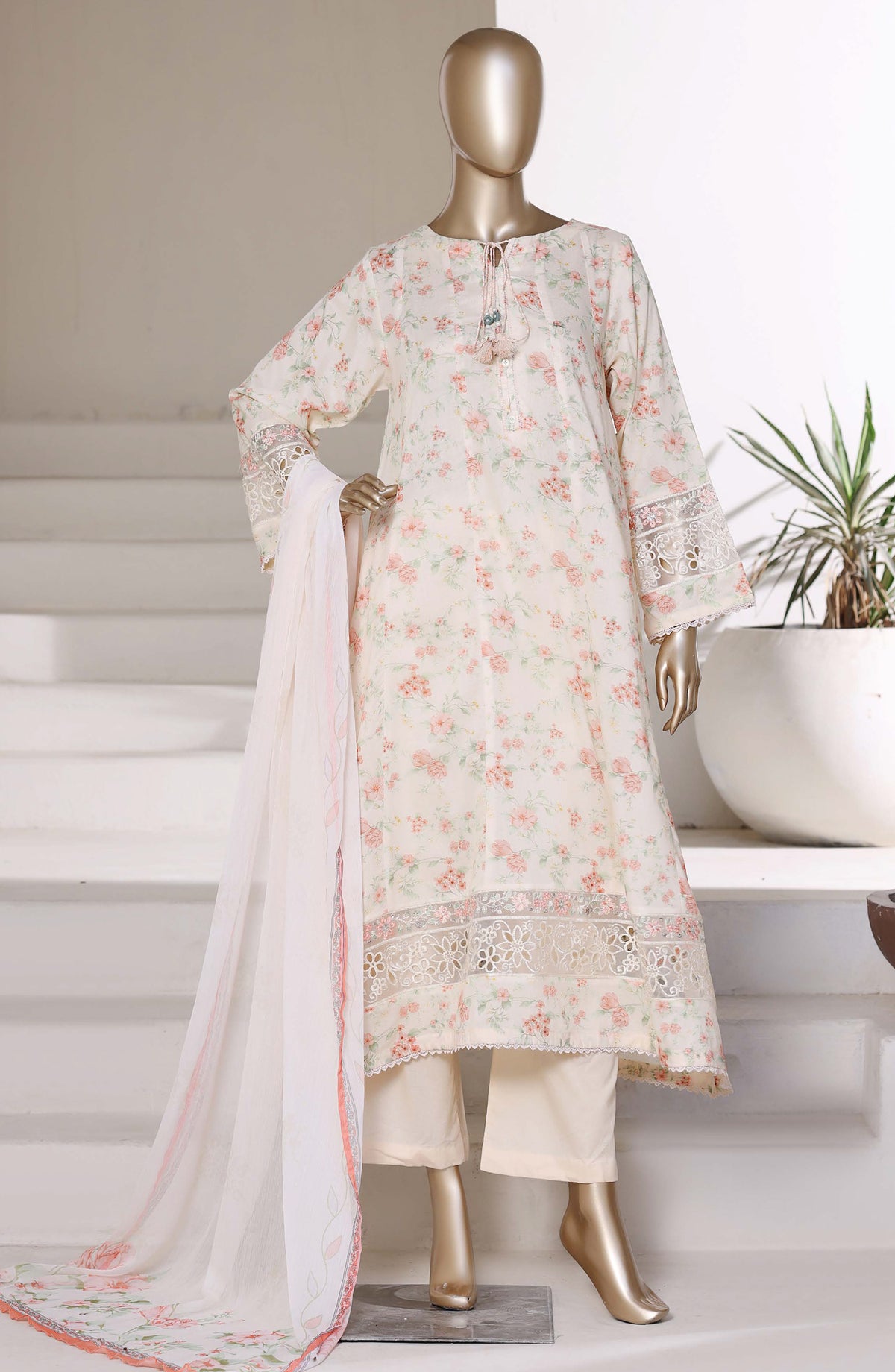 Sadabahar Luxury Embroidered Lawn Stitched 3 Piece Suit - D-02 - SBD26PPL - Pink - Summer Collection