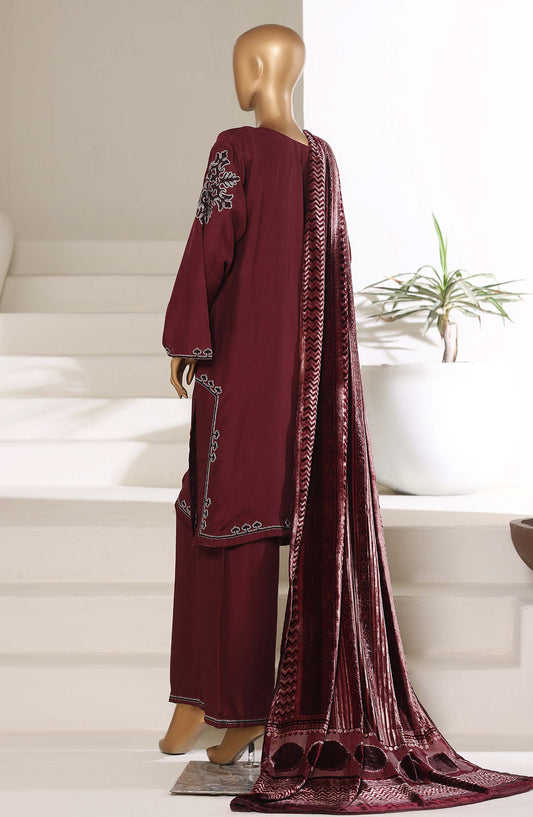 Sadabahar Luxury Embroidered Viscose Stitched 3 Piece Suit - Design-05 - SBD25XLVC - Maroon - Winter Collection