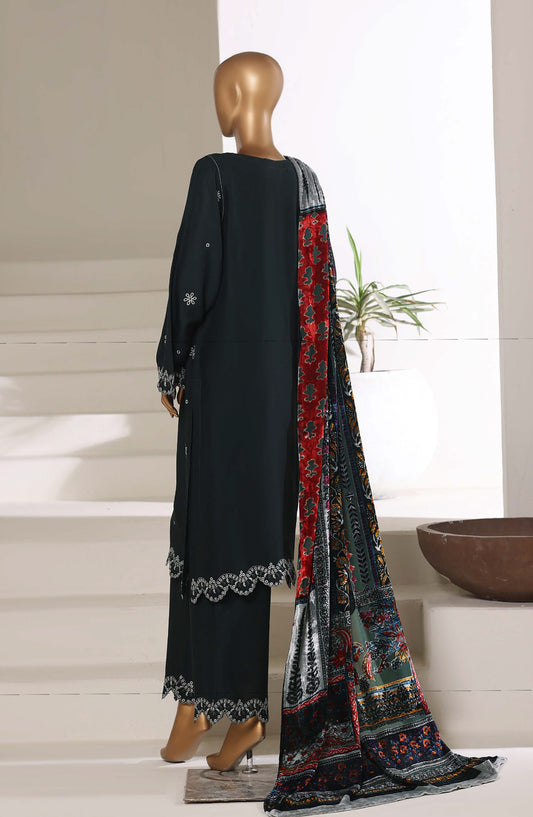 Sadabahar Luxury Embroidered Viscose Stitched 3 Piece Suit - Design-03 - SBD25XLVC - Black - Winter Collection