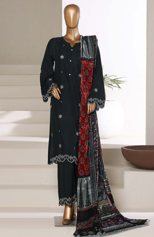 Sadabahar Luxury Embroidered Viscose Stitched 3 Piece Suit - Design-03 - SBD25XLVC - Black - Winter Collection