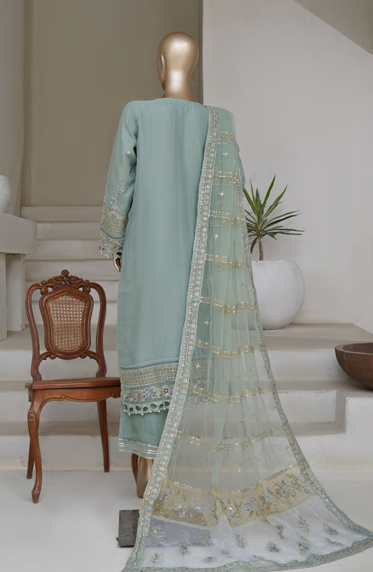 Sadabahar Mahpara Embroidered Organza Stitched 3 Piece Suit - AQ-24-MINT - SD25MHP - Green - Festive Collection