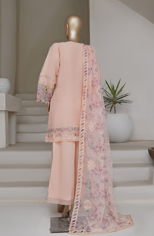 Sadabahar Mahpara Embroidered Organza Stitched 3 Piece Suit - B33-PINK - SD25MHP - Pink - Festive Collection
