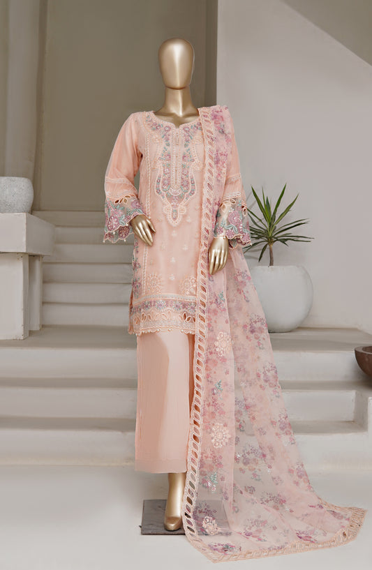 Sadabahar Mahpara Embroidered Organza Stitched 3 Piece Suit - B33-PINK - SD25MHP - Pink - Festive Collection