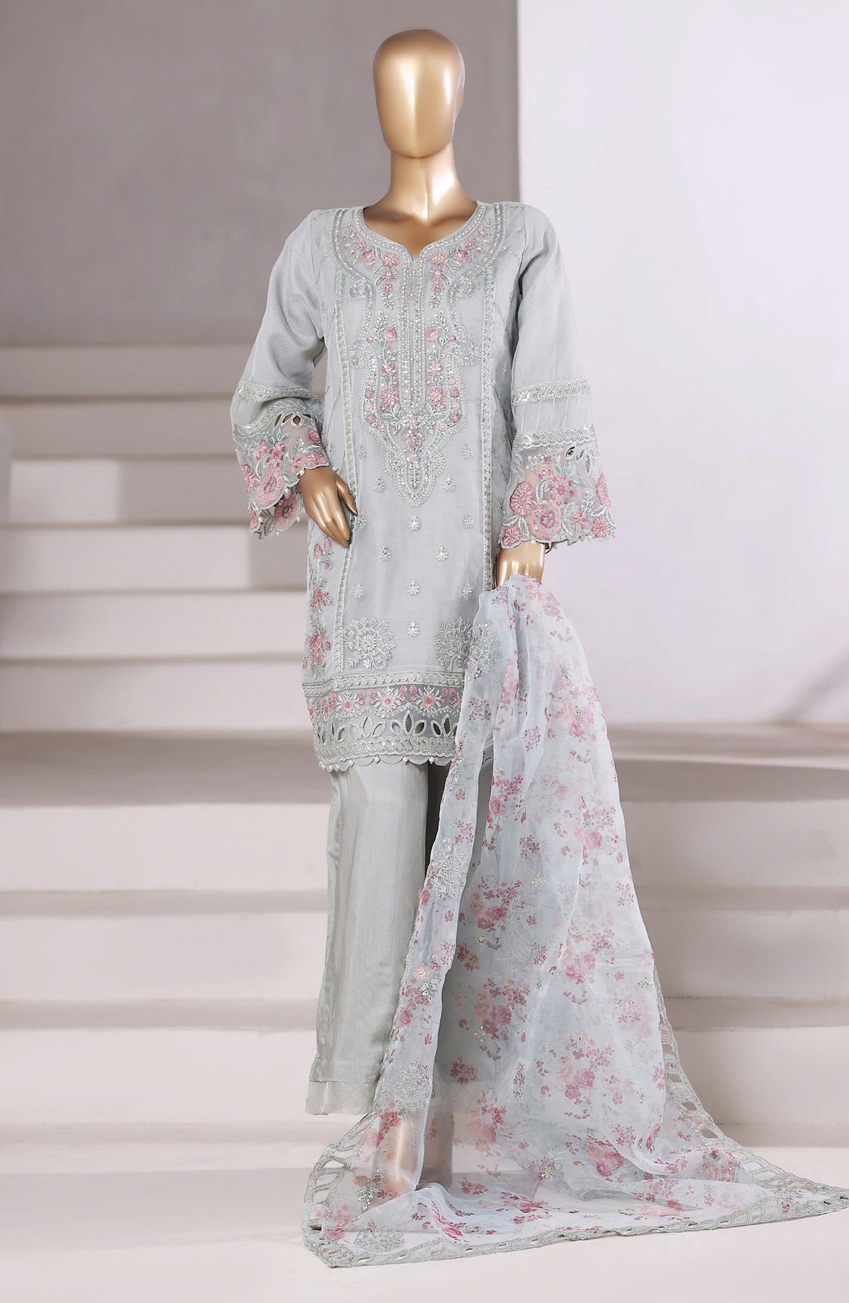 Mahpara by Sadabahar Embroidered Formal Stitched 3 Piece Suit - Design-01 - SBD26MPA - Blue - Luxury Collection