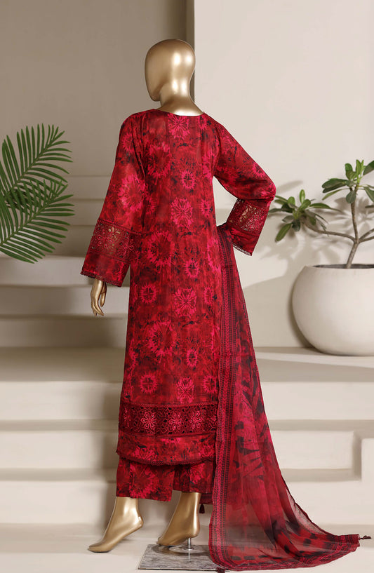 Sadabahar Embroidered Lawn Stitched 3 Piece Suit - D-05 - SBD26PLM - Red - Summer Collection