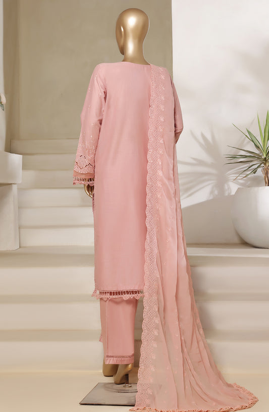 Sadabahar Embroidered Slub Chikankari Cambric Stitched 3 Piece Suit - Design-02 - SBD25LUXC - Pink - Luxury Collection