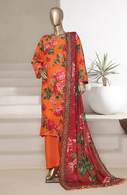 Sadabahar Printed Cotton Lawn Stitched 3 Piece Suit - Design-05 - SBD25PRN - Orange - Summer Collection