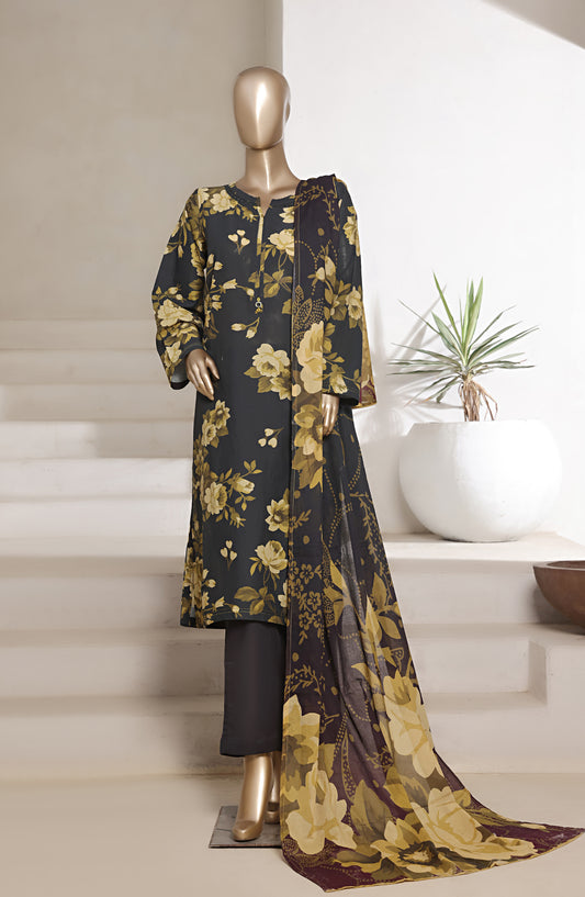 Sadabahar Printed Cotton Lawn Stitched 3 Piece Suit - Design-03 - SBD25PRN - Black - Summer Collection