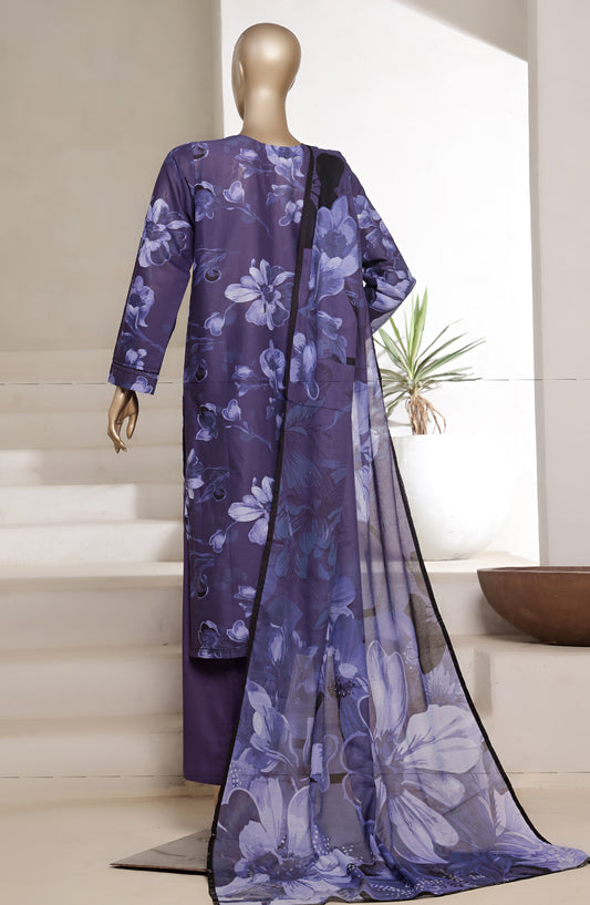 Sadabahar Printed Cotton Lawn Stitched 3 Piece Suit - Design-02 - SBD25PRN - Blue - Summer Collection