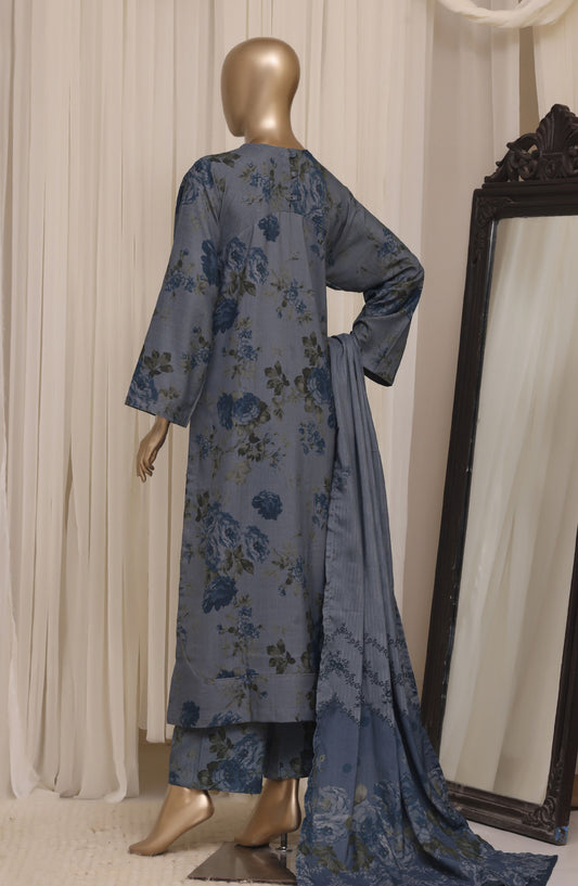 Sadabahar Printed Dhanak Stitched 3 Piece Suit - D-06 - SBD26DNK - Blue - Winter Collection