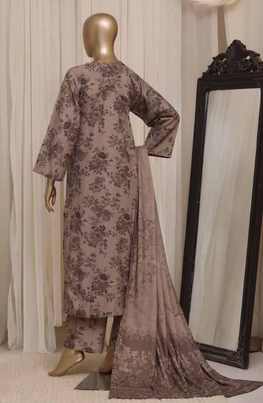 Sadabahar Printed Dhanak Stitched 3 Piece Suit - D-05 - SBD26DNK - Brown - Winter Collection