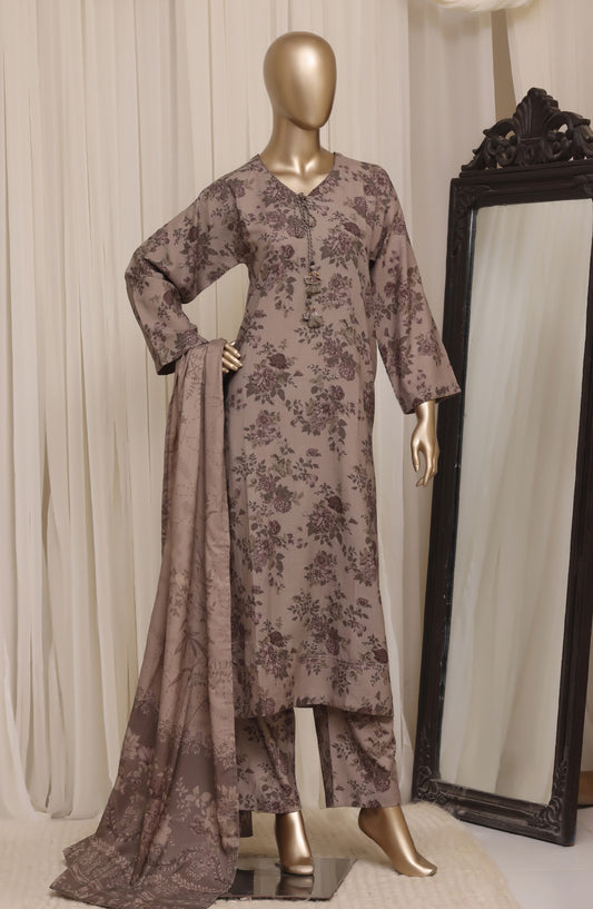 Sadabahar Printed Dhanak Stitched 3 Piece Suit - D-05 - SBD26DNK - Brown - Winter Collection