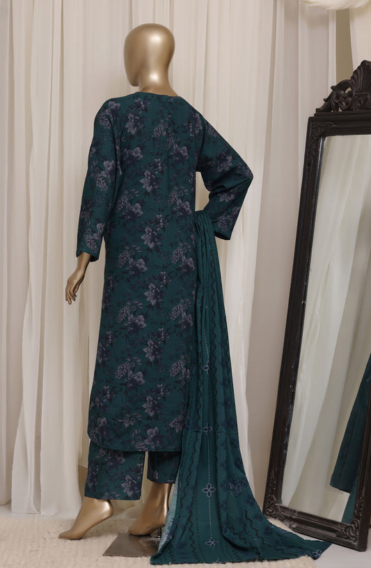 Sadabahar Printed Dhanak Stitched 3 Piece Suit - D-04 - SBD26DNK - Blue - Winter Collection