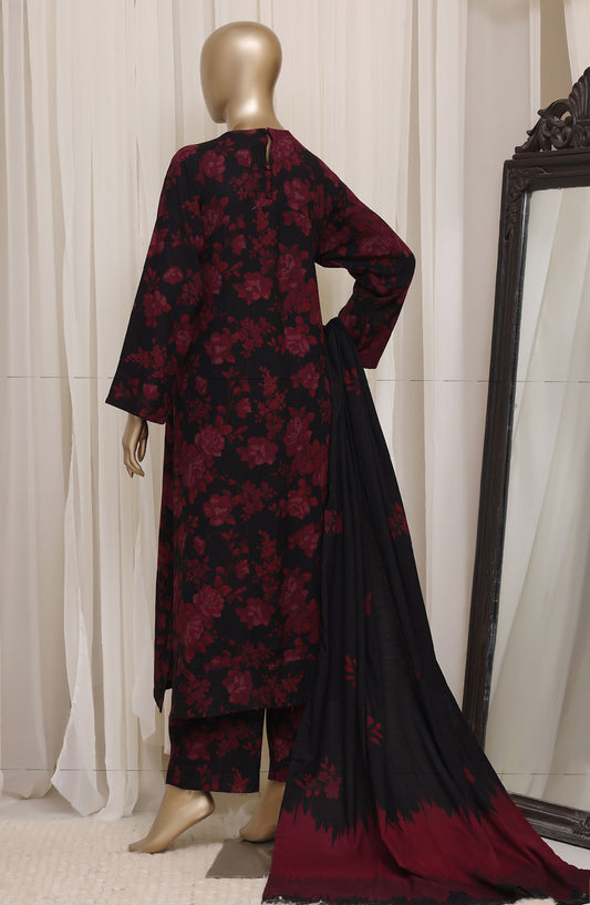 Sadabahar Printed Dhanak Stitched 3 Piece Suit - D-02 - SBD26DNK - Red Black - Winter Collection