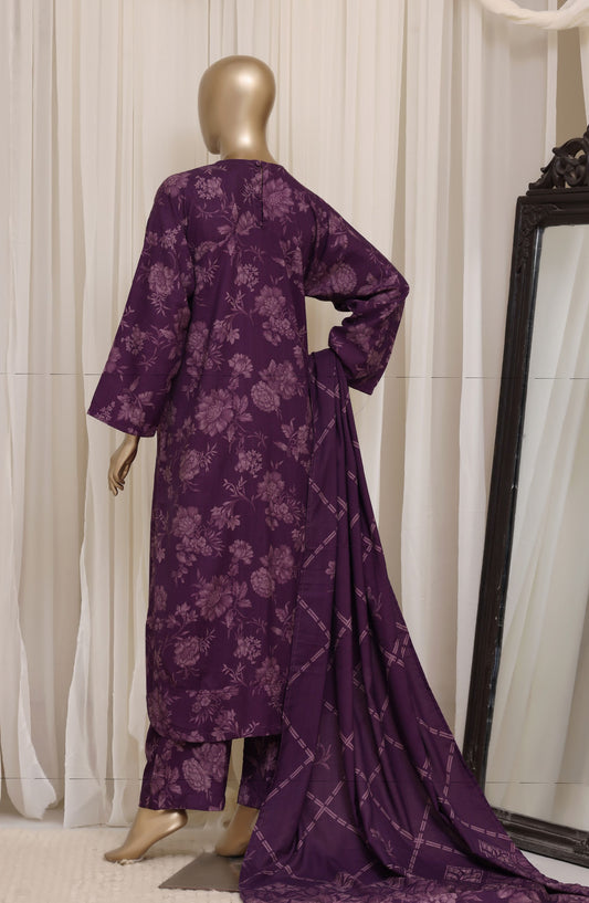 Sadabahar Printed Dhanak Stitched 3 Piece Suit - D-01 - SBD26DNK - Purple - Winter Collection