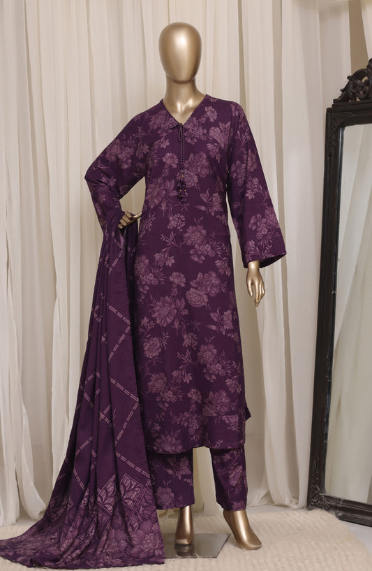 Sadabahar Printed Dhanak Stitched 3 Piece Suit - D-01 - SBD26DNK - Purple - Winter Collection
