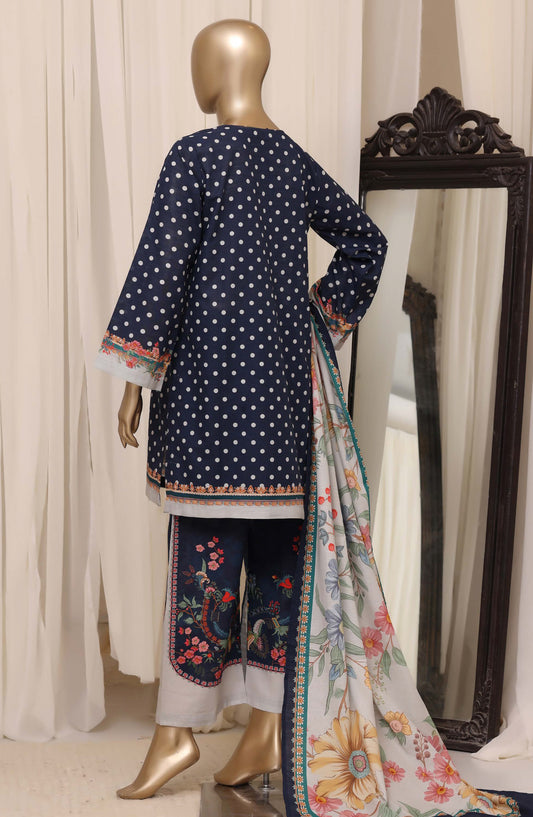 Sadabahar Printed Khaddar Stitched 3 Piece Suit - D-11 - SBD26KHD - Blue - Winter Collection