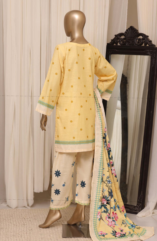 Sadabahar Printed Khaddar Stitched 3 Piece Suit - D-10 - SBD26KHD - Yellow - Winter Collection