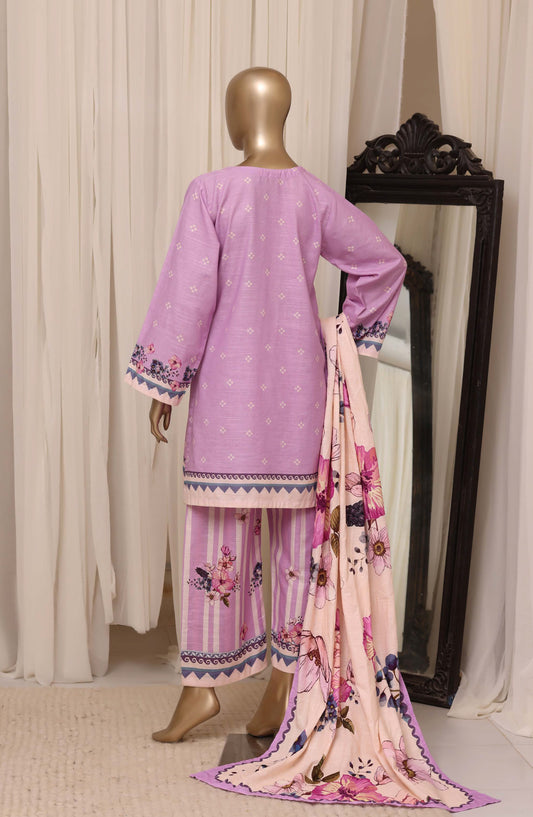Sadabahar Printed Khaddar Stitched 3 Piece Suit - D-08 - SBD26KHD - Light Purple - Winter Collection