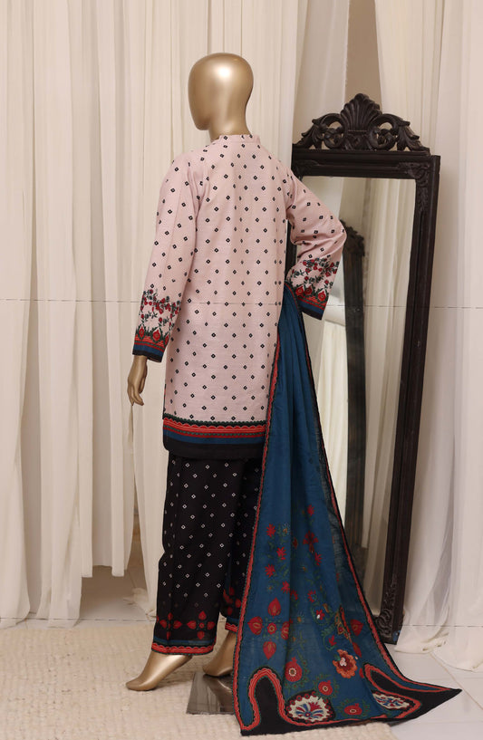 Sadabahar Printed Khaddar Stitched 3 Piece Suit - D-06 - SBD26KHD - Light Pink - Winter Collection