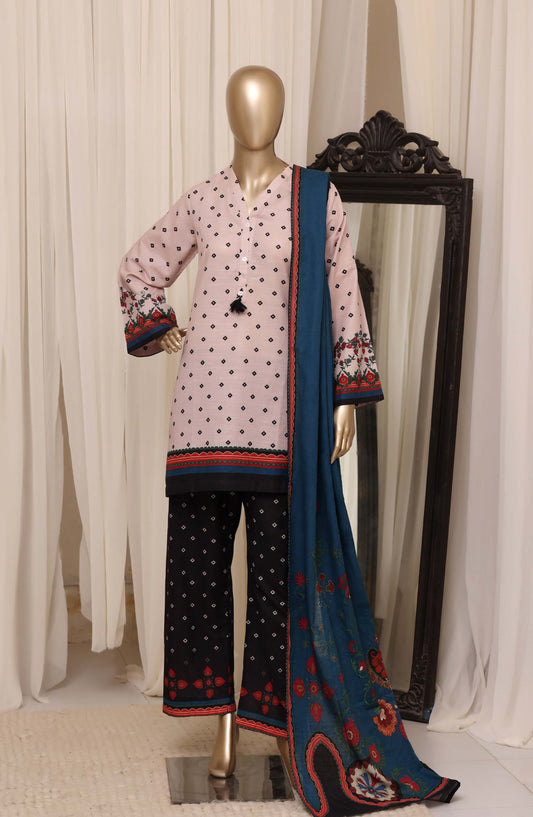 Sadabahar Printed Khaddar Stitched 3 Piece Suit - D-06 - SBD26KHD - Light Pink - Winter Collection
