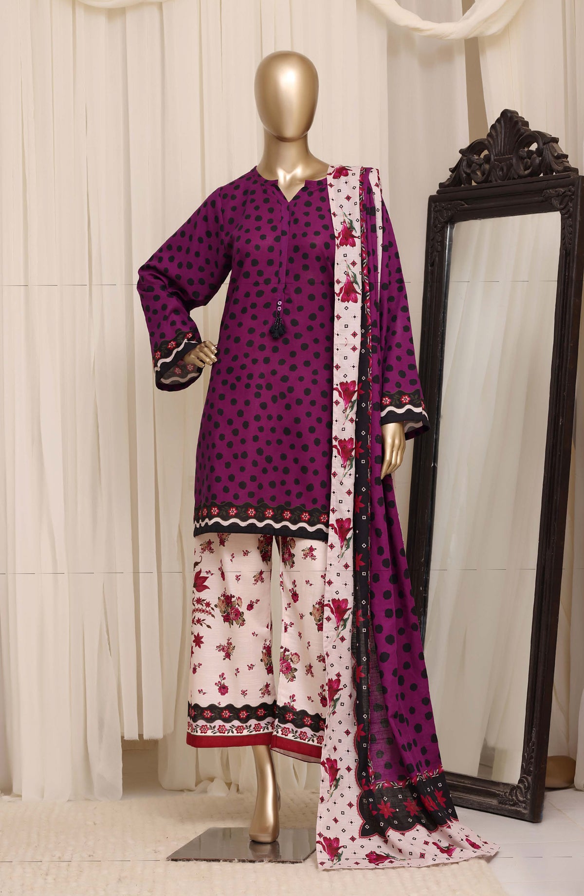 Sadabahar Printed Khaddar Stitched 3 Piece Suit - D-05 - SBD26KHD - Purple - Winter Collection