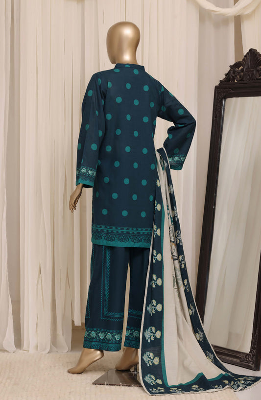 Sadabahar Printed Khaddar Stitched 3 Piece Suit - D-03 - SBD26KHD - Green - Winter Collection