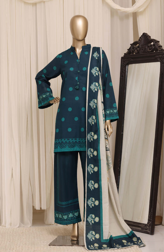 Sadabahar Printed Khaddar Stitched 3 Piece Suit - D-03 - SBD26KHD - Green - Winter Collection