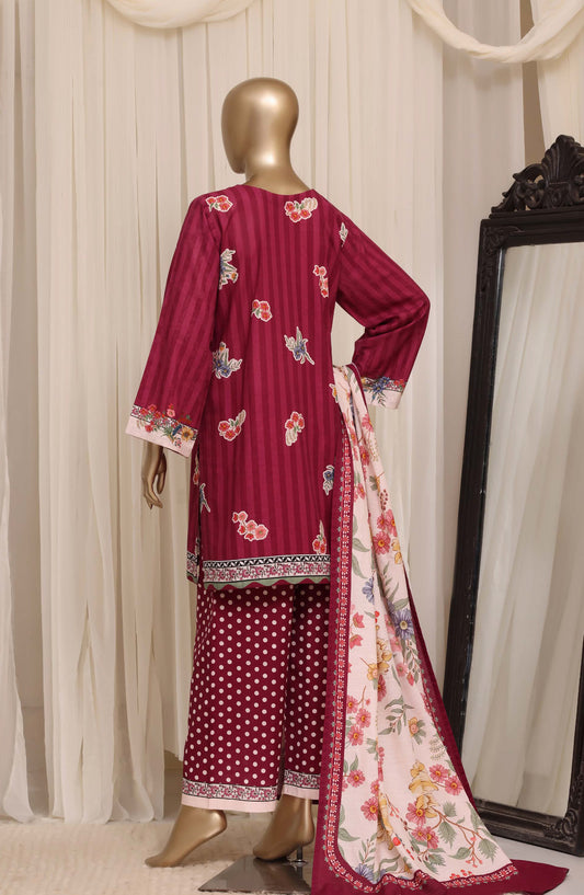 Sadabahar Printed Khaddar Stitched 3 Piece Suit - D-02 - SBD26KHD - Pink - Winter Collection