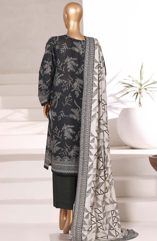 Sadabahar Printed Khaddar Stitched 3 Piece Suit - Design-11 - SBD25KHD - Black - Winter Collection