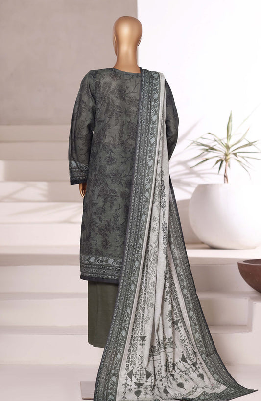 Sadabahar Printed Khaddar Stitched 3 Piece Suit - Design-07 - SBD25KHD - Grey - Winter Collection