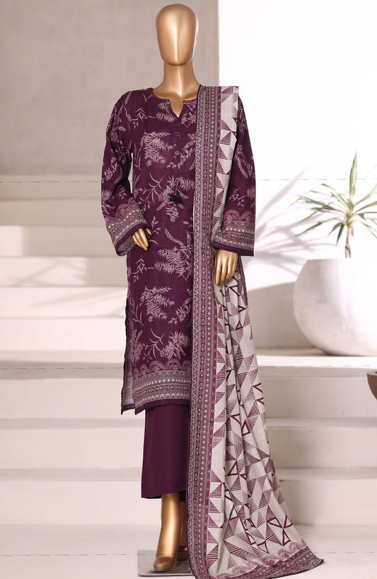 Sadabahar Printed Khaddar Stitched 3 Piece Suit - Design-05 - SBD25KHD - Purple - Winter Collection