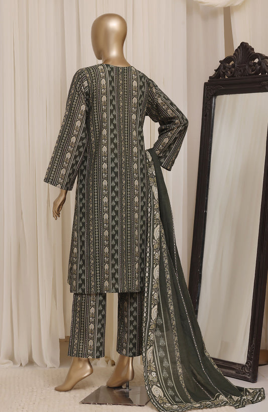 Sadabahar Printed Khaddar Stitched 3 Piece Suit - D-01 - SBD26KTW - Green - Winter Collection
