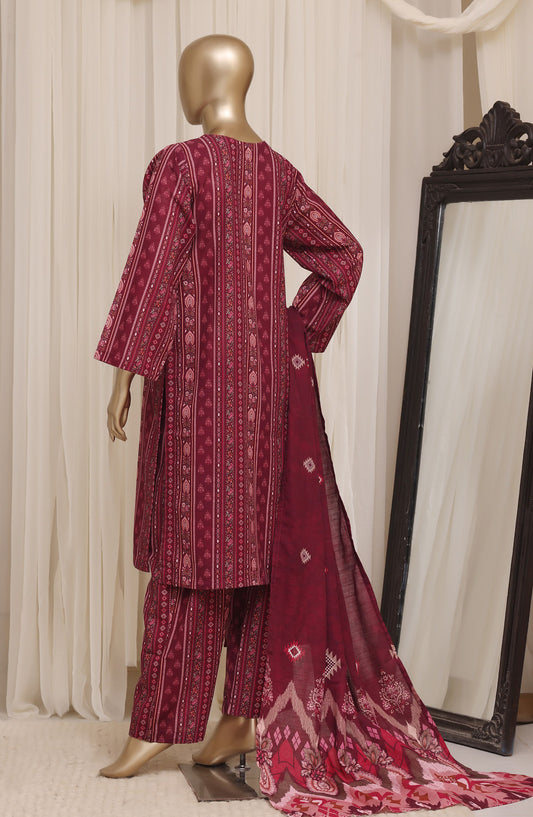 Sadabahar Printed Khaddar Stitched 3 Piece Suit - D-02 - SBD26KTW - Pink - Winter Collection