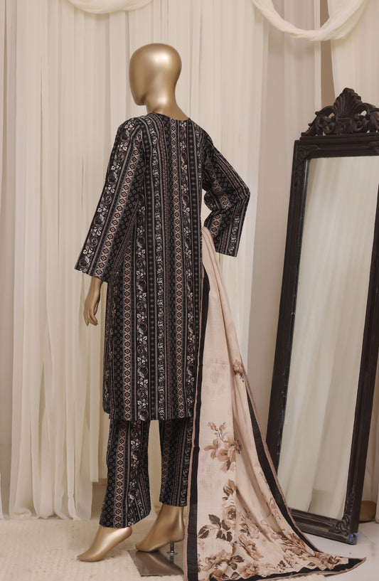 Sadabahar Printed Khaddar Stitched 3 Piece Suit - D-03 - SBD26KTW - Black - Winter Collection