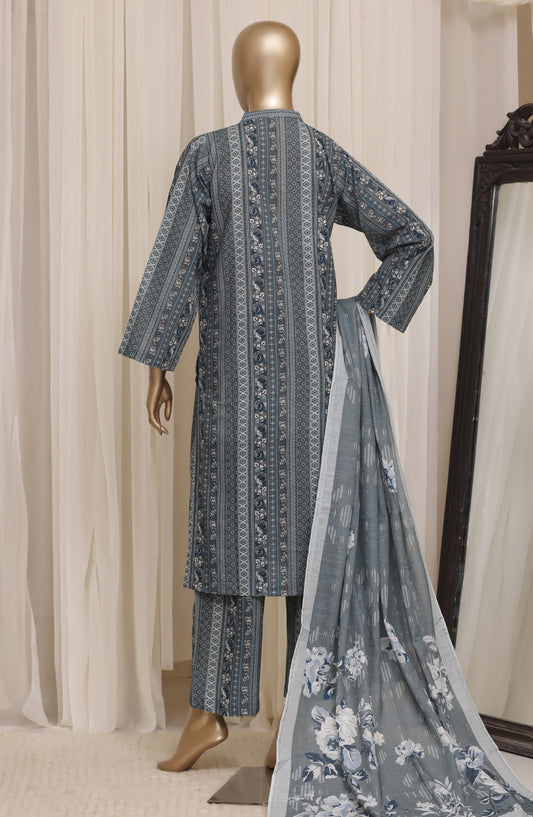 Sadabahar Printed Khaddar Stitched 3 Piece Suit - D-07 - SBD26KTW - Blue - Winter Collection