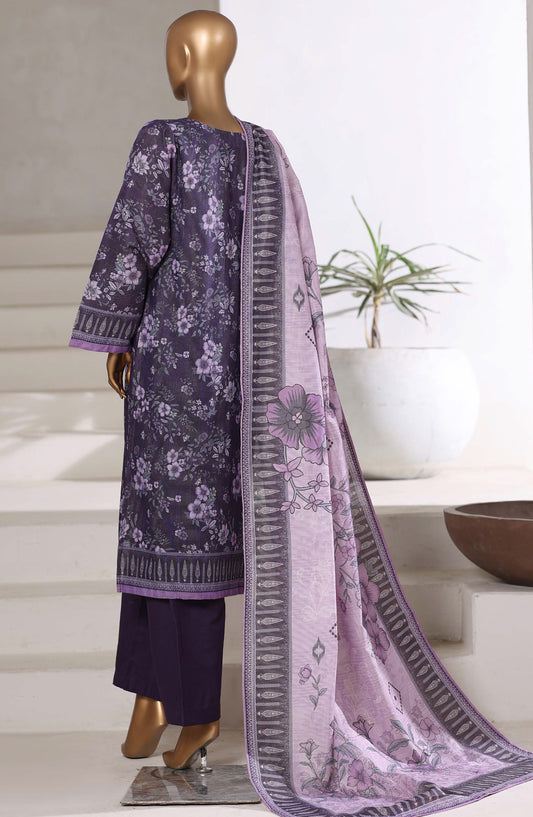 Sadabahar Printed Khaddar Stitched 3 Piece Suit - D-08 - SBD25MMR - Purple - Winter Collection