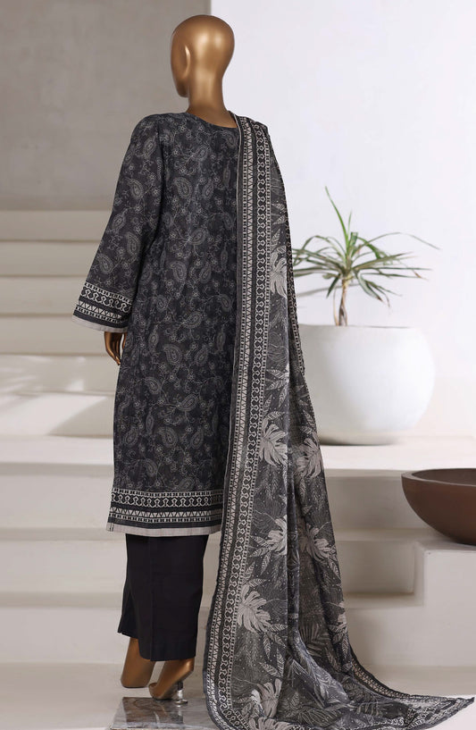 Sadabahar Printed Khaddar Stitched 3 Piece Suit - D-07 - SBD25MMR - Black - Winter Collection