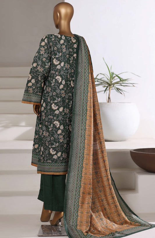 Sadabahar Printed Khaddar Stitched 3 Piece Suit - D-05 - SBD25MMR - Green - Winter Collection