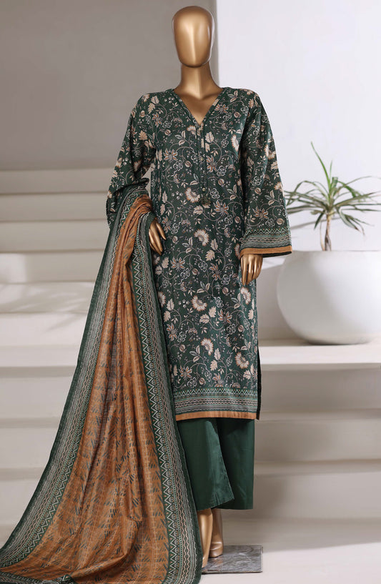 Sadabahar Printed Khaddar Stitched 3 Piece Suit - D-05 - SBD25MMR - Green - Winter Collection