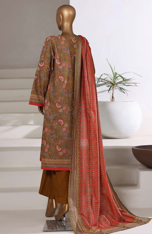 Sadabahar Printed Khaddar Stitched 3 Piece Suit - D-04 - SBD25MMR - Mustard - Winter Collection