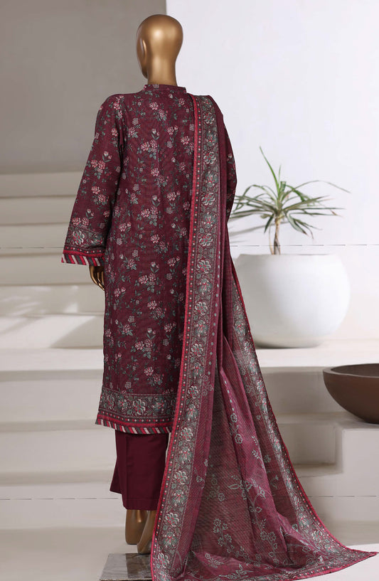 Sadabahar Printed Khaddar Stitched 3 Piece Suit - D-03 - SBD25MMR - Pink - Winter Collection