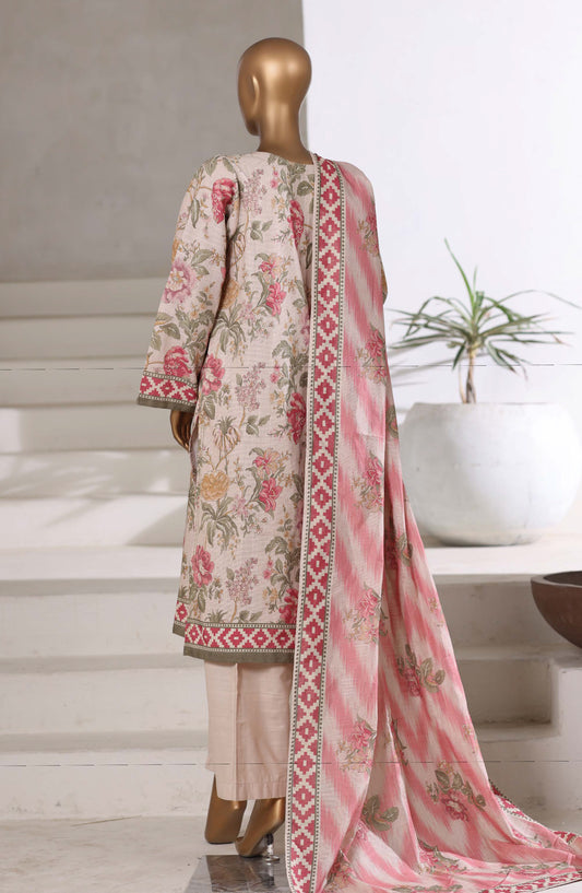 Sadabahar Printed Khaddar Stitched 3 Piece Suit - D-01 - SBD25MMR - Cream - Winter Collection