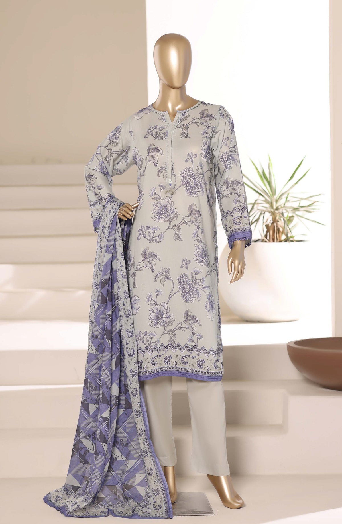 Sadabahar Printed Lawn Stitched 3 Piece Suit - D-16 - SBD26PNT - Blue - Summer Collection