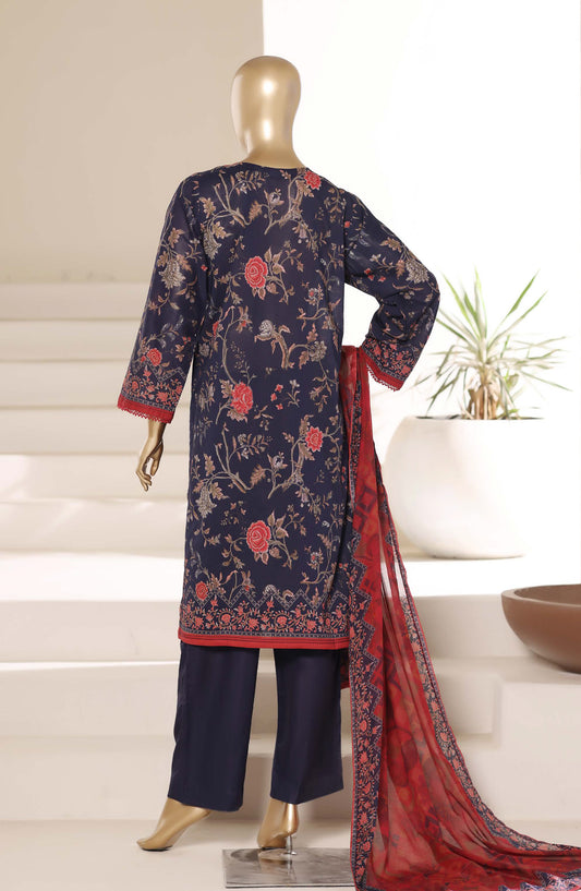 Sadabahar Printed Lawn Stitched 3 Piece Suit - D-15 - SBD26PNT - Navy Blue - Summer Collection