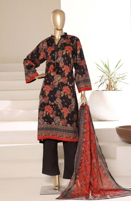 Sadabahar Printed Lawn Stitched 3 Piece Suit - D-12 - SBD26PNT - Black - Summer Collection